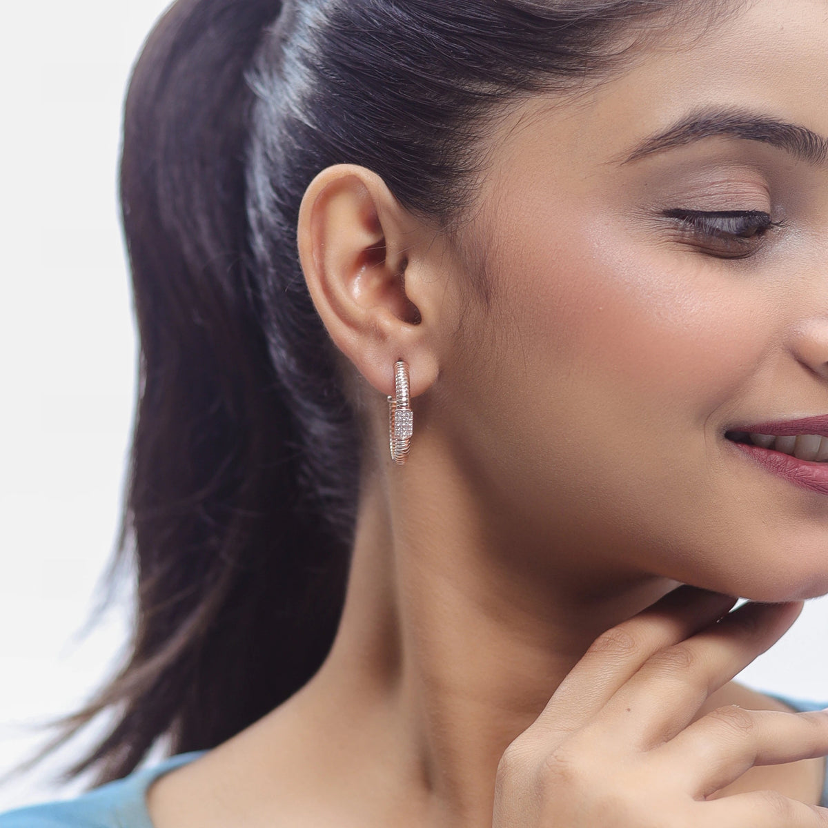 925 Silver Rosé Coil Luxe Hoop Earrings - 925 sterling silver earrings by Tassya Silver