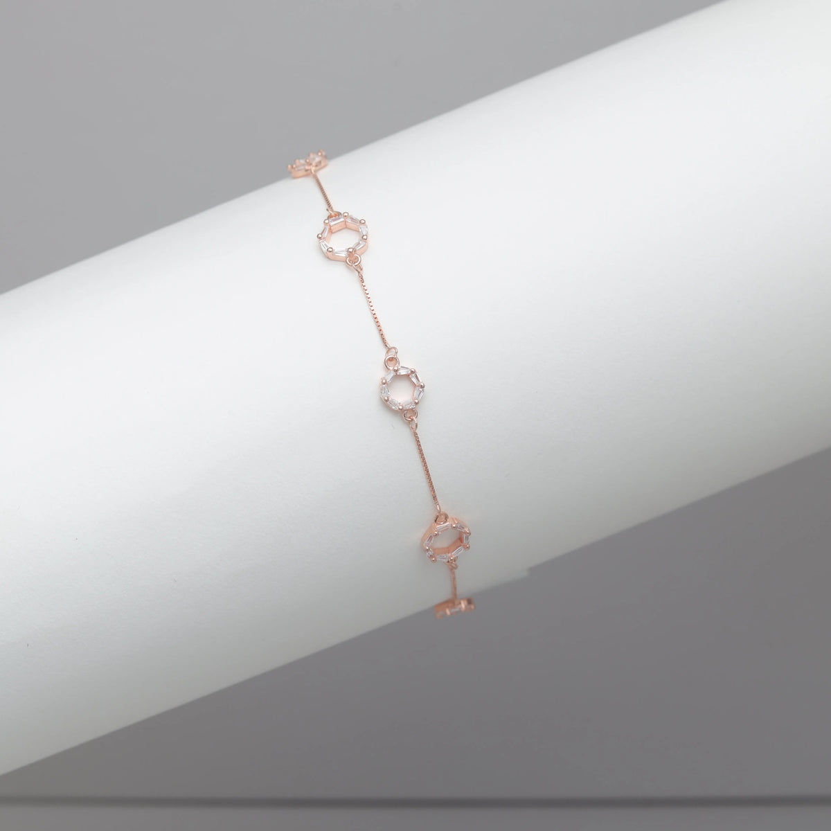 925 Silver Rosé Crystal Orbit Bracelet - 925 sterling silver bracelet by Tassya Silver