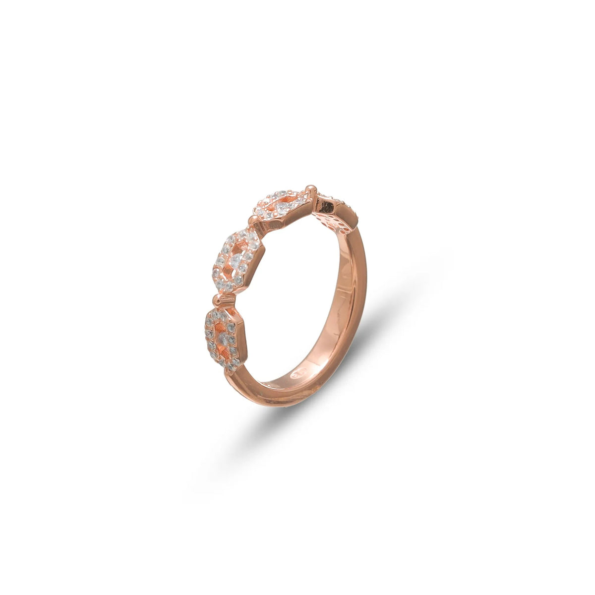 925 Silver Rosé Gleam Hexa Band - 925 sterling silver ring by Tassya Silver