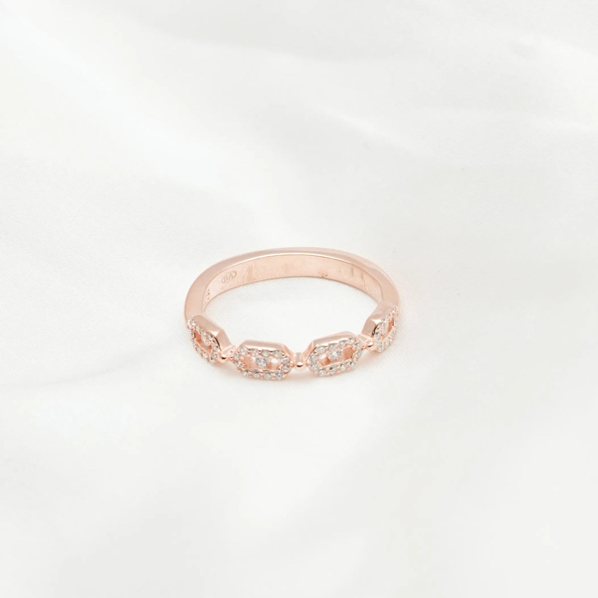 925 Silver Rosé Gleam Hexa Band - 925 sterling silver ring by Tassya Silver