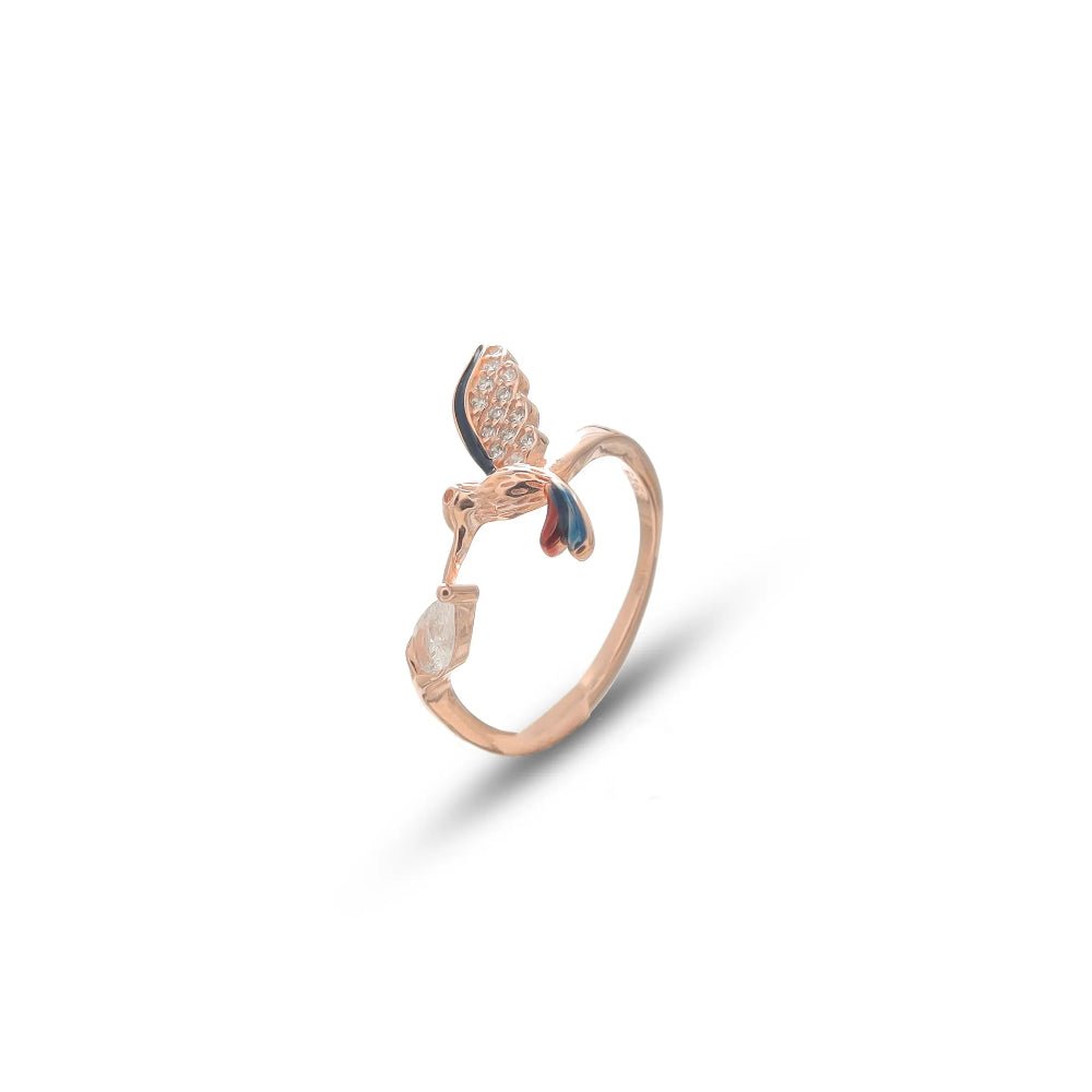 925 Silver Rose Gold Angel Wing Ring - 925 sterling silver ring by Tassya Silver