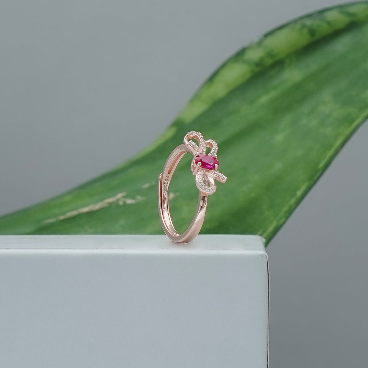 925 Silver Rose Gold Bow Delight Ring - 925 sterling silver ring by Tassya Silver
