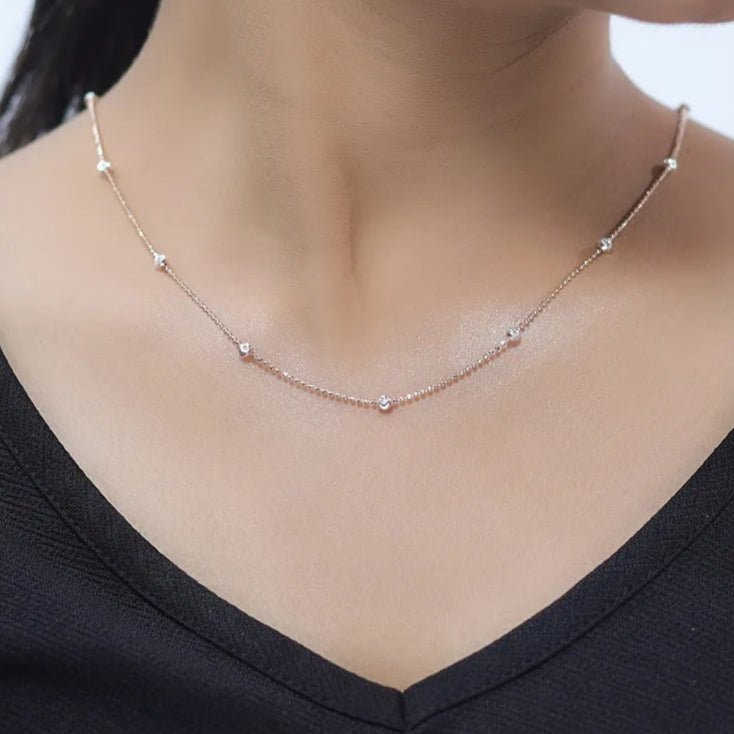 925 Silver Rose Gold Dainty Chain Pendant - 925 sterling silver pendant by Tassya Silver