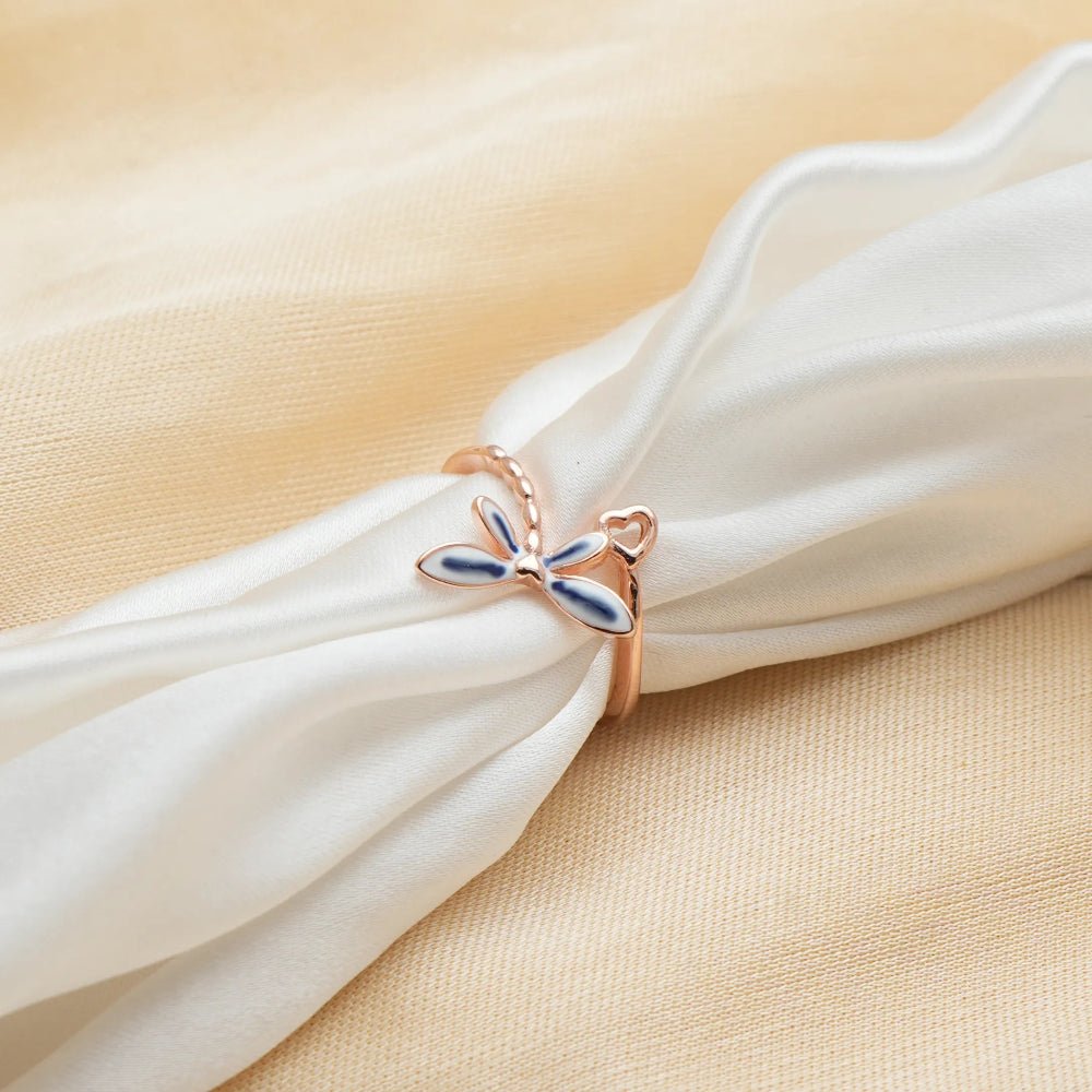 925 Rose Gold Dragonfly Dream Ring - 925 sterling silver ring by Tassya Silver