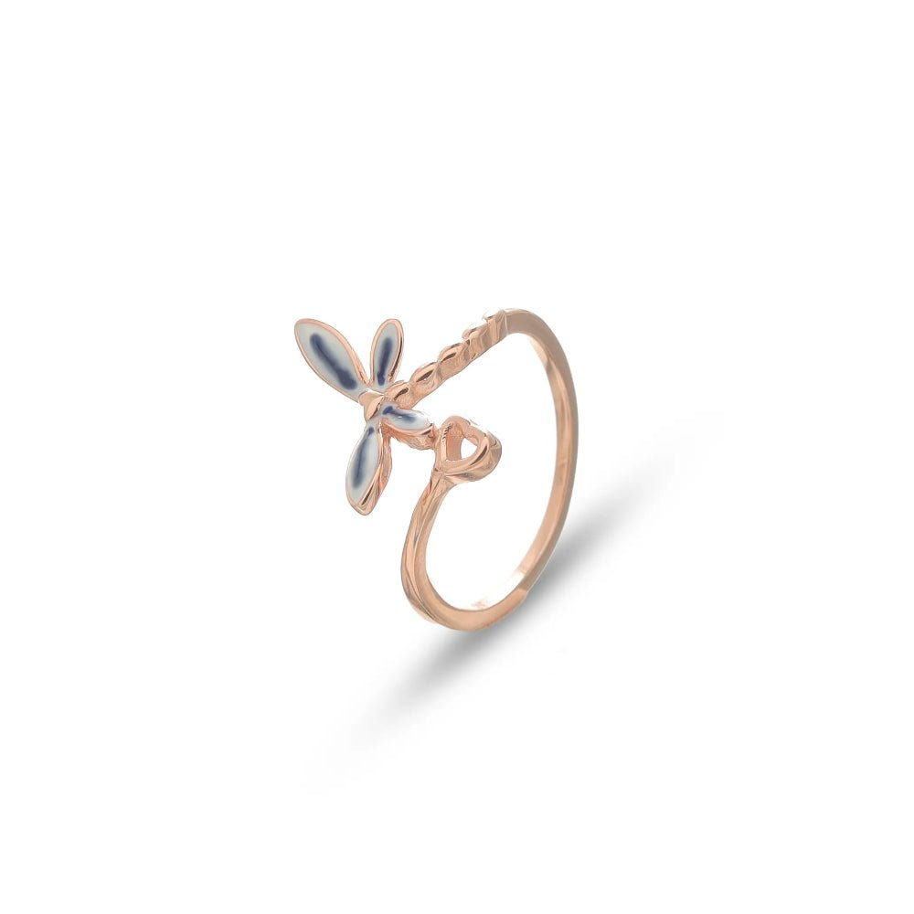 925 Rose Gold Dragonfly Dream Ring - 925 sterling silver ring by Tassya Silver