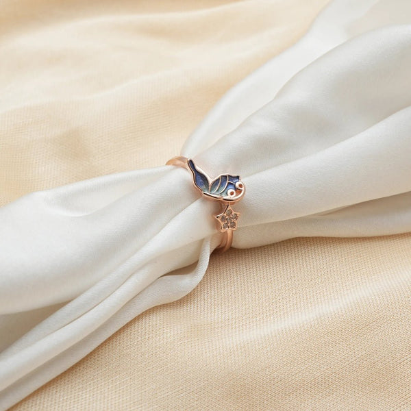925 Rose Gold Dreambird & Star Ring