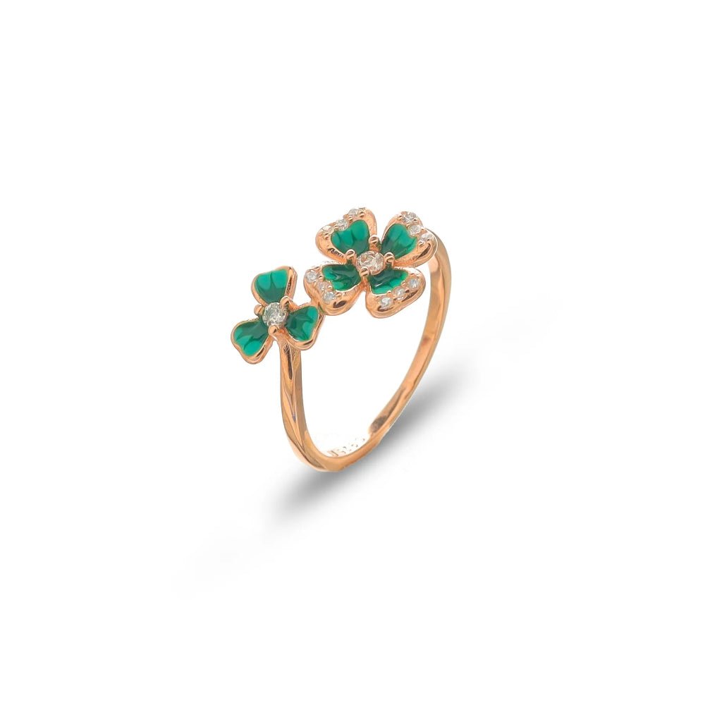 925 Rose Gold Emerald Bloom Ring - 925 sterling silver ring by Tassya Silver