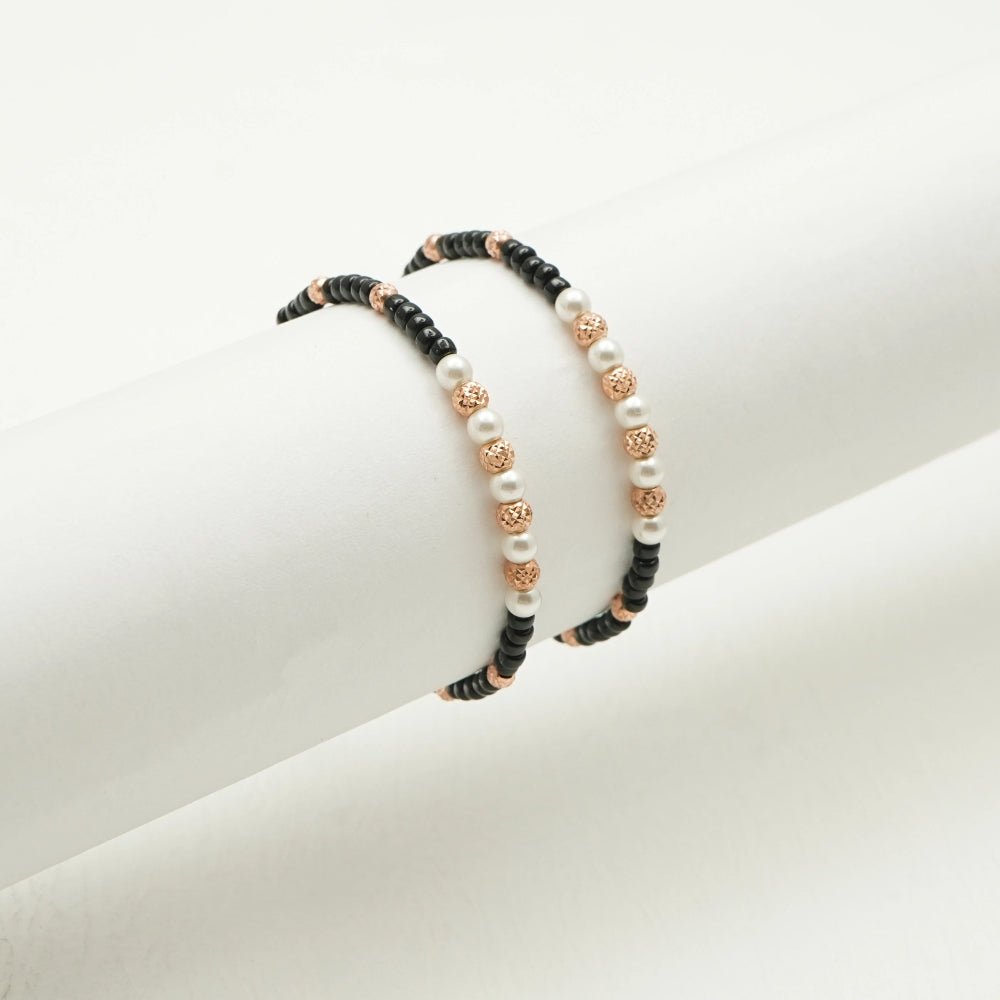 925 Silver Rose Gold Pearl Bracelet - 925 sterling silver bracelet by Tassya Silver