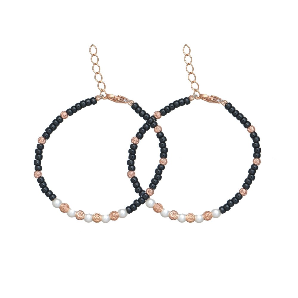 925 Silver Rose Gold Pearl Bracelet - 925 sterling silver bracelet by Tassya Silver