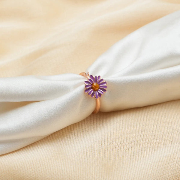 925 Rose Gold Purple Daisy Ring