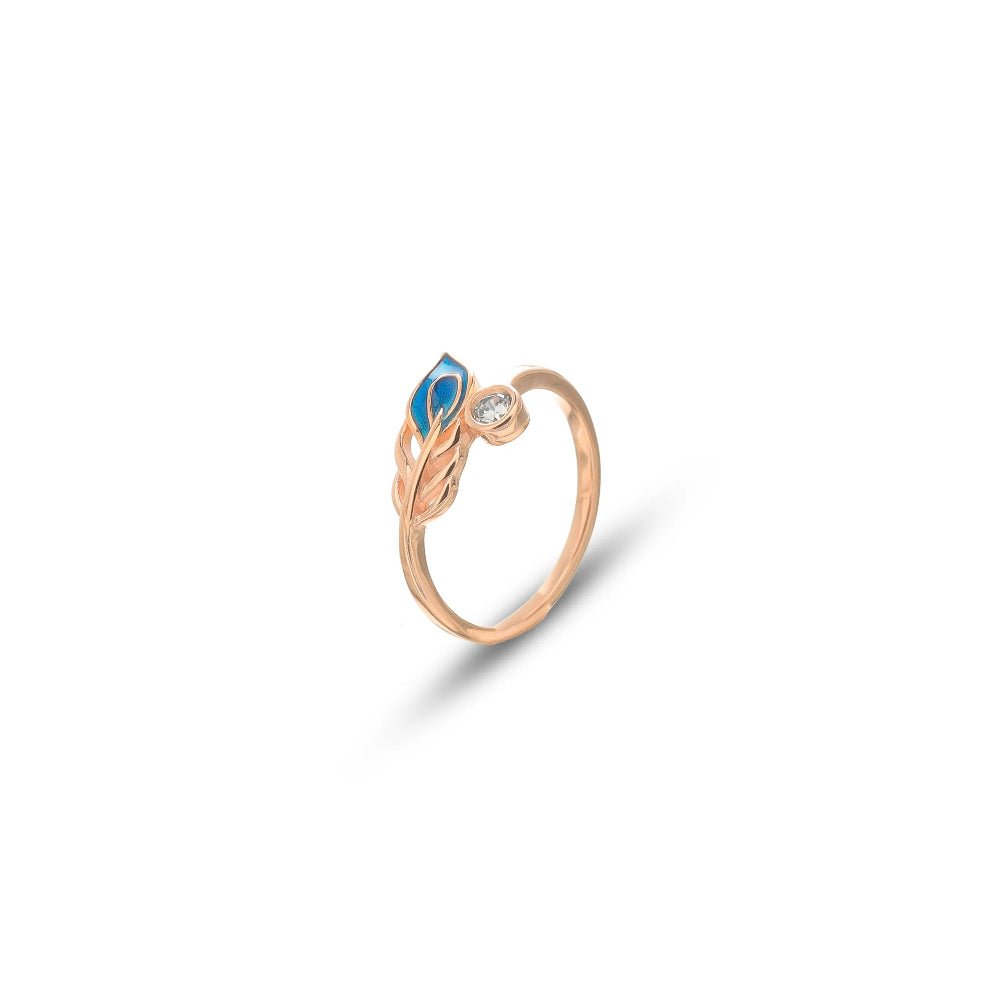 925 Silver Rose Gold Sapphire Leaf Ring - 925 sterling silver ring by Tassya Silver