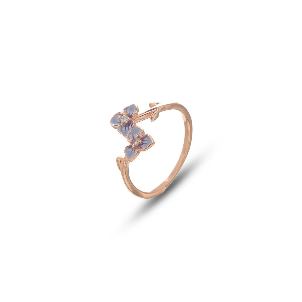 925 Rose Gold Twin Blossom Ring - 925 sterling silver ring by Tassya Silver