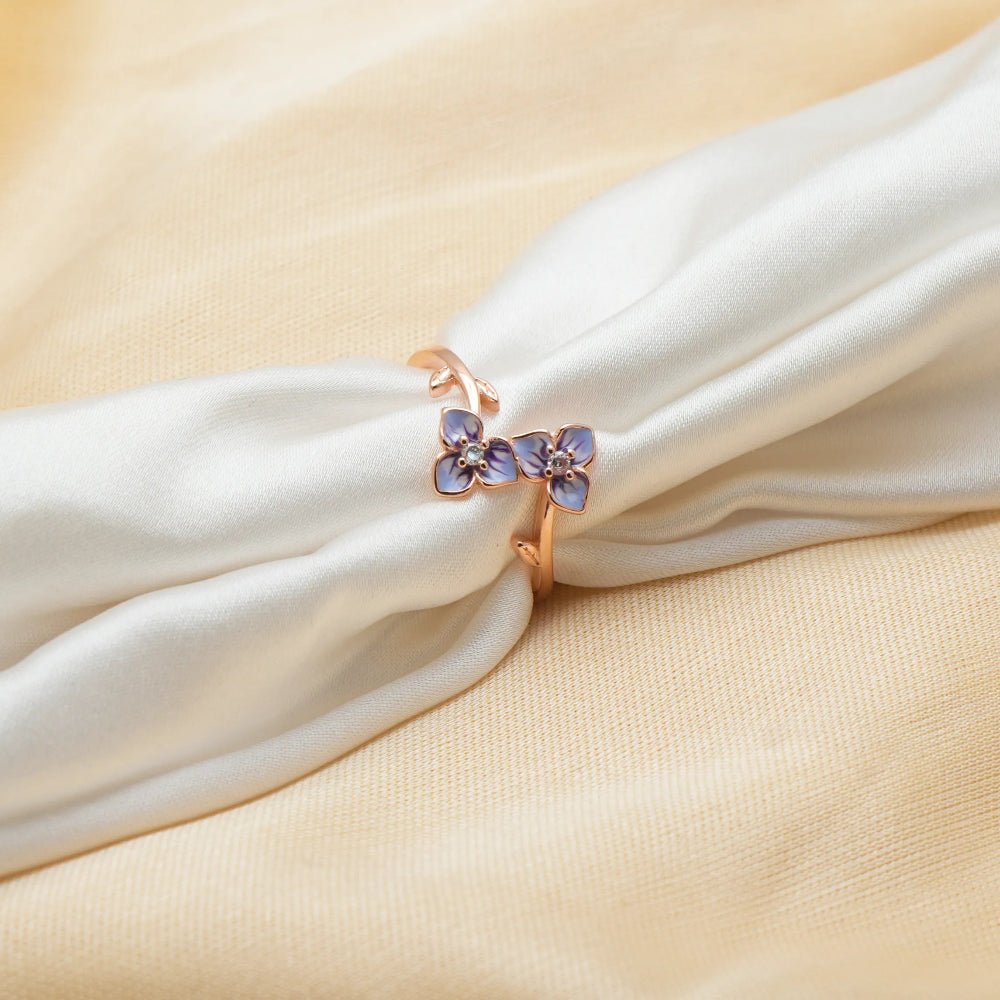 925 Rose Gold Twin Blossom Ring - 925 sterling silver ring by Tassya Silver