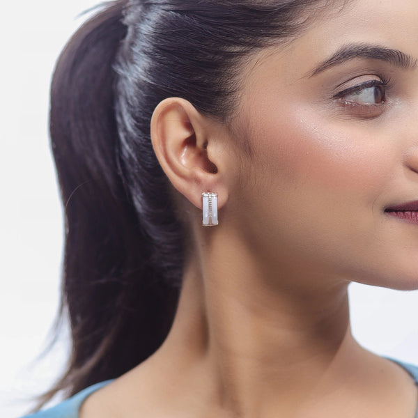 925 Silver Rosé Ivory Luxe Hoop Earrings
