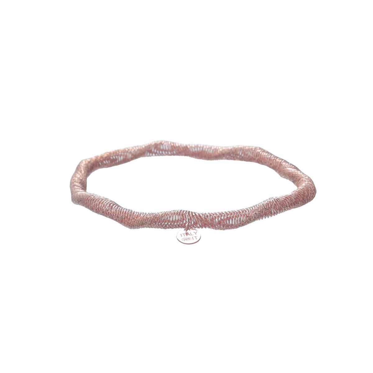 925 Silver Rosé Mesh Wave Kada - 925 sterling silver bracelet by Tassya Silver