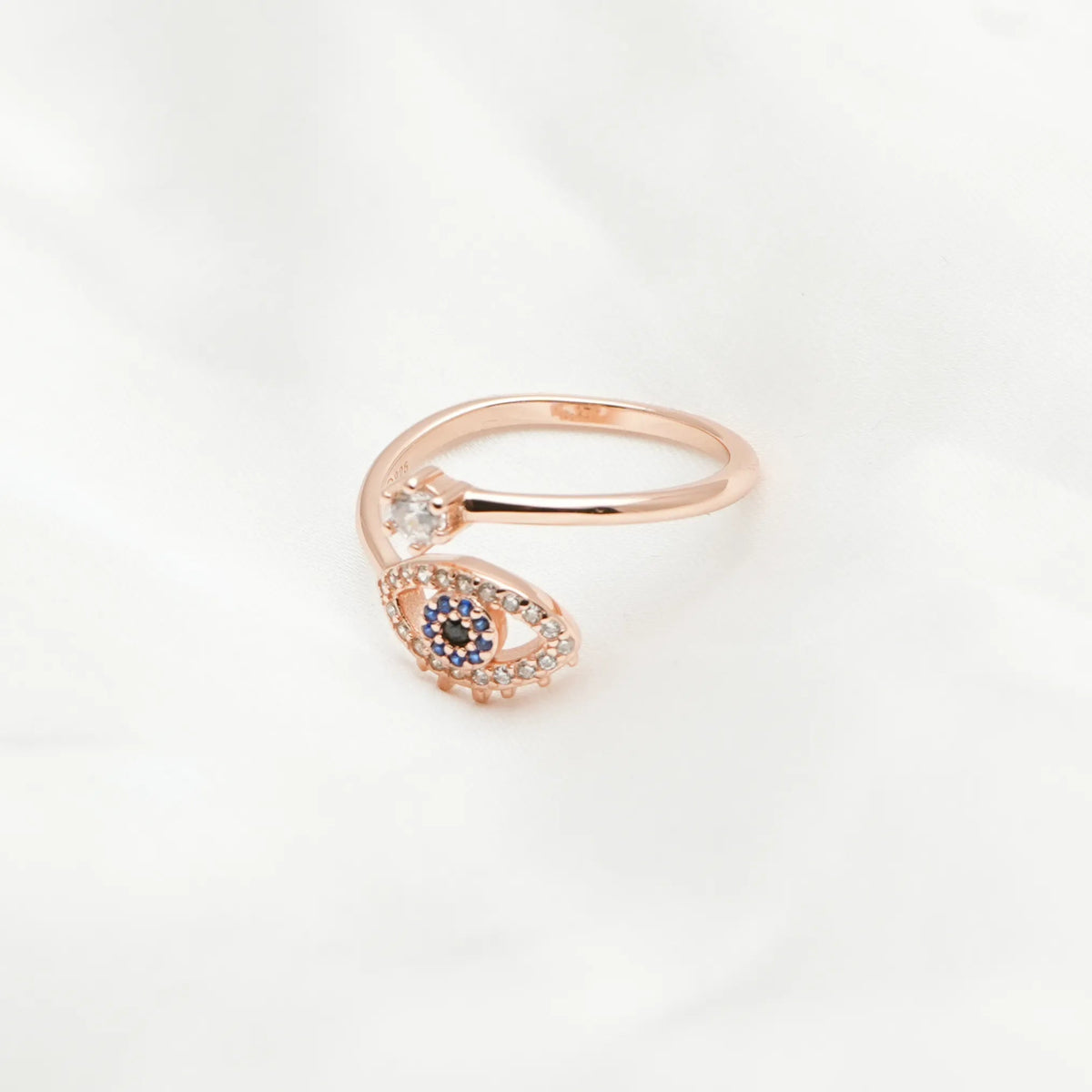 925 Silver Rosé Midnight Evil Eye Ring - 925 sterling silver ring by Tassya Silver