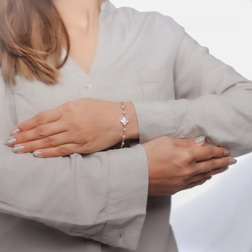 925 Silver Rose Petal Bloom Bracelet - 925 sterling silver bracelet by Tassya Silver