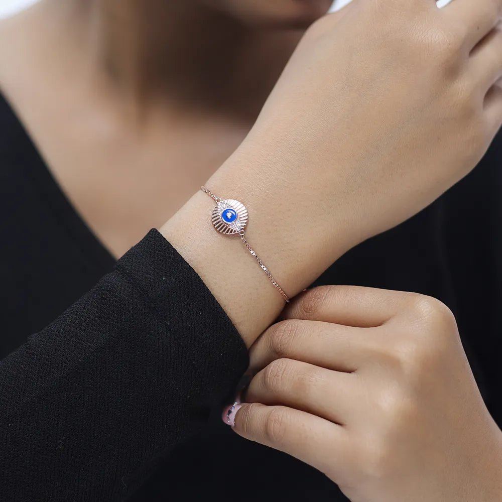 925 Silver Rose Radiance Evil Eye Bracelet - 925 sterling silver bracelet by Tassya Silver