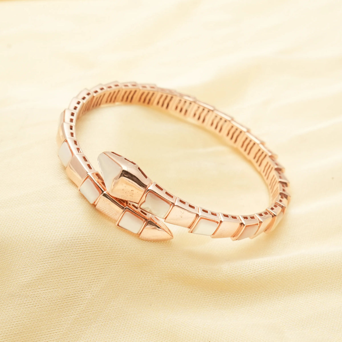 925 Silver Rosé Serpent Shine Wrap Kada - 925 sterling silver bracelet by Tassya Silver