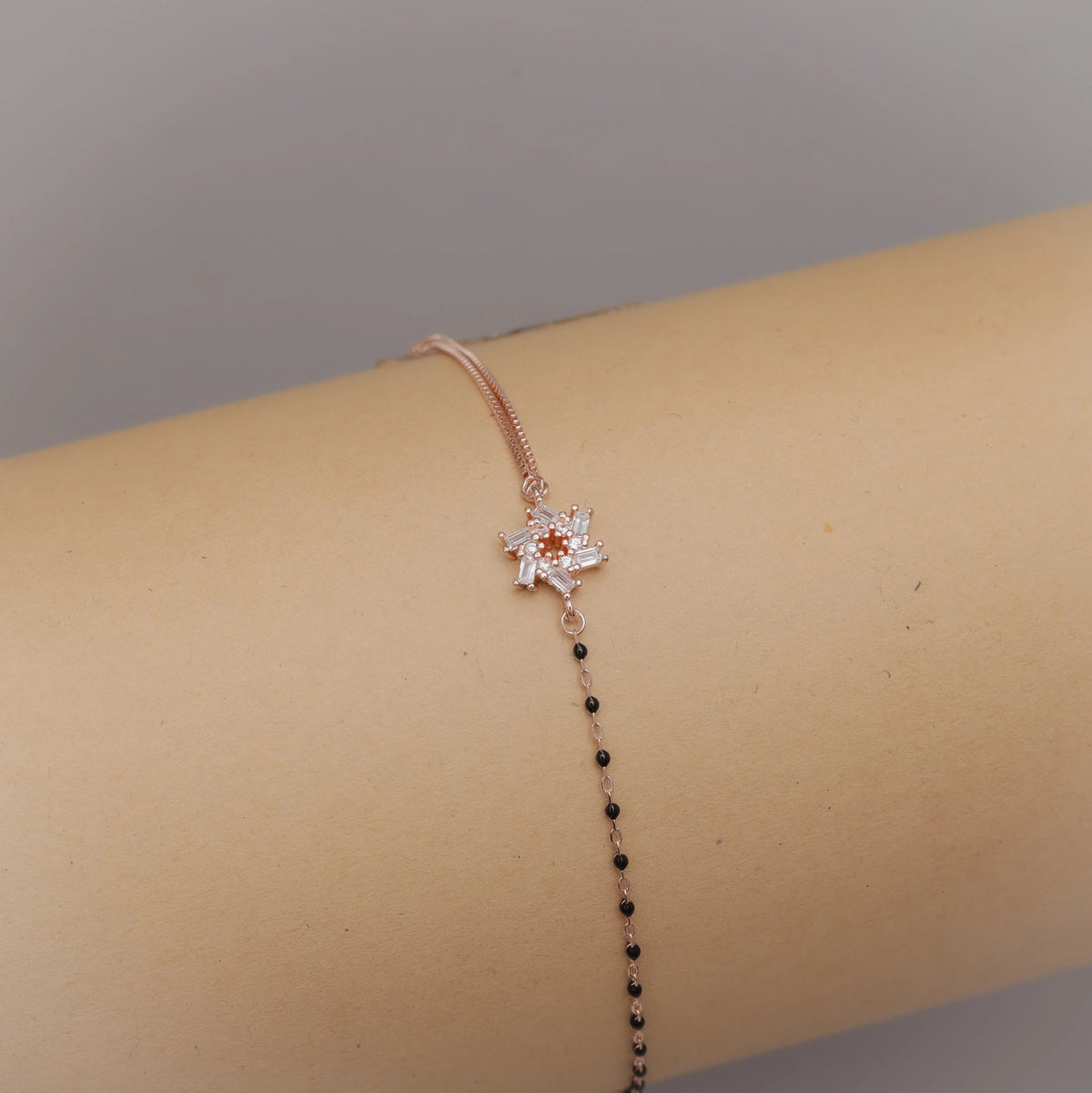 925 Silver Rose Snowspark Mangalsutra Bracelet - 925 sterling silver mangalsutra by Tassya Silver