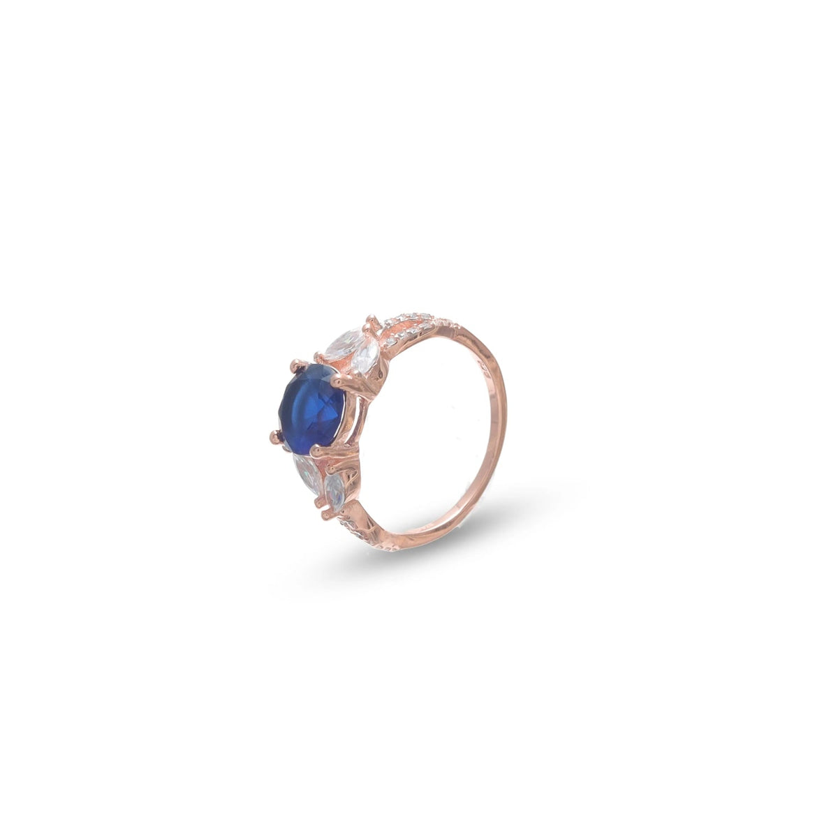 925 Silver Rose Gold Blue Royalty Ring - 925 sterling silver ring by Tassya Silver
