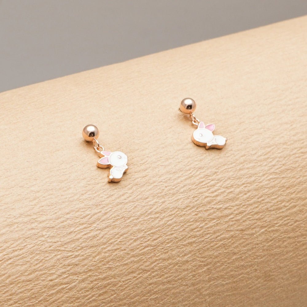 925 Silver Rose Gold Bunny Bliss Baby Drops - 925 sterling silver earrings by Tassya Silver
