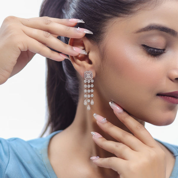 925 Rose Gold Cascade Royale Earrings