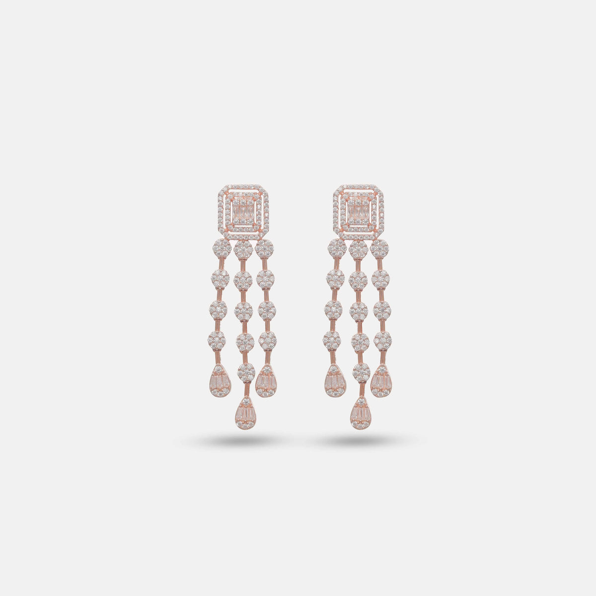 925 Rose Gold Cascade Royale Earrings - 925 sterling silver earrings by Tassya Silver