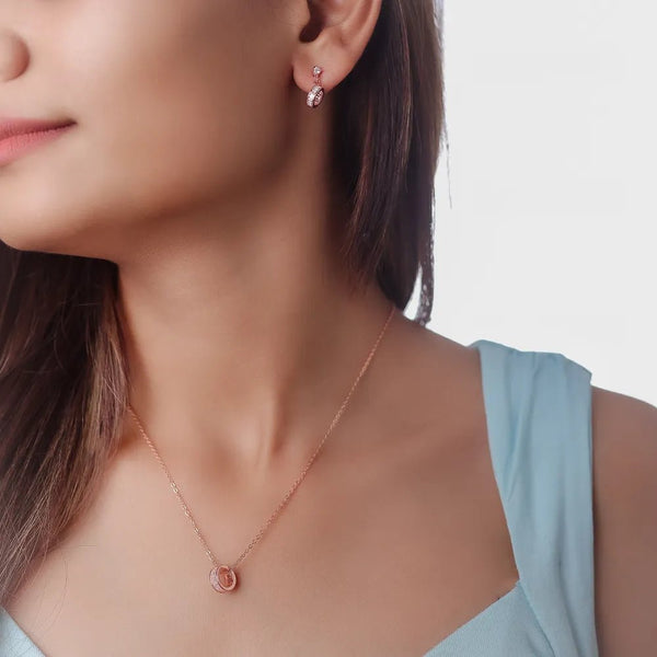 925 Silver Rosegold Classic Baguette Sparkle Chain Pendant Top