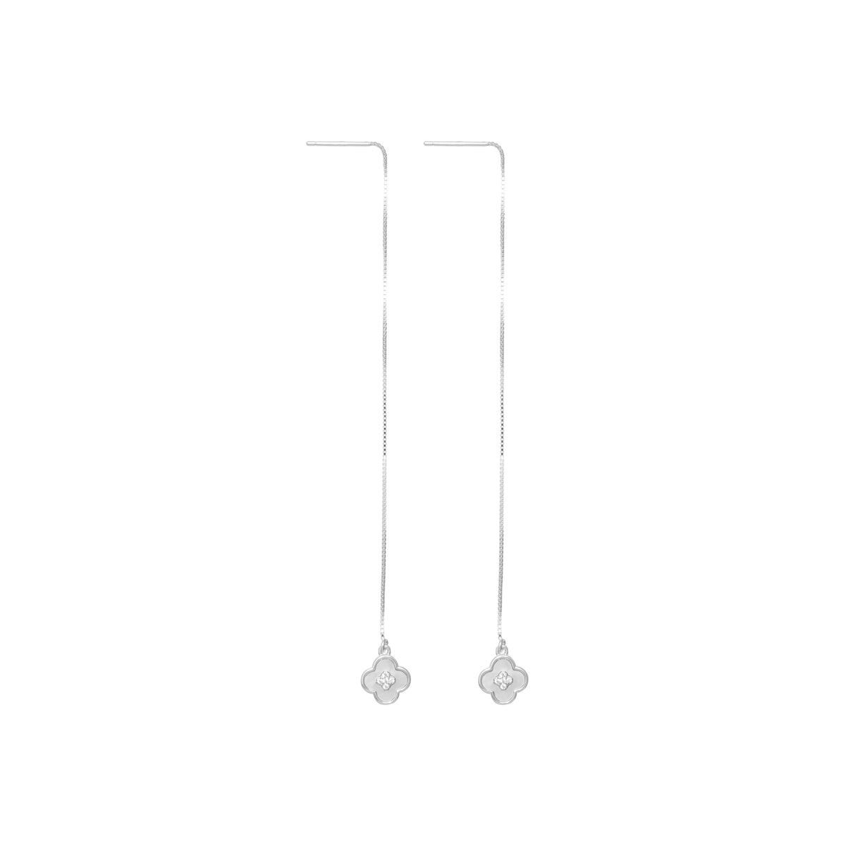 925 Silver Rose Gold Clover Threader Earrings - 925 sterling silver earrings by Tassya Silver