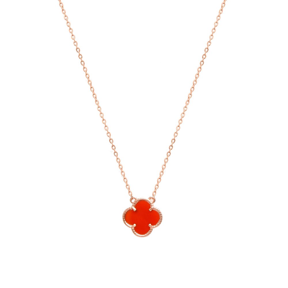 925 Silver Rosegold Crimson Clover Chain Pendant - 925 sterling silver pendant by Tassya Silver