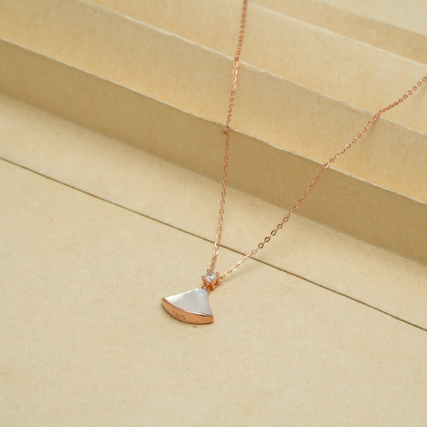 925 Silver Rosegold Pearl Fan Elegance Chain Pendant