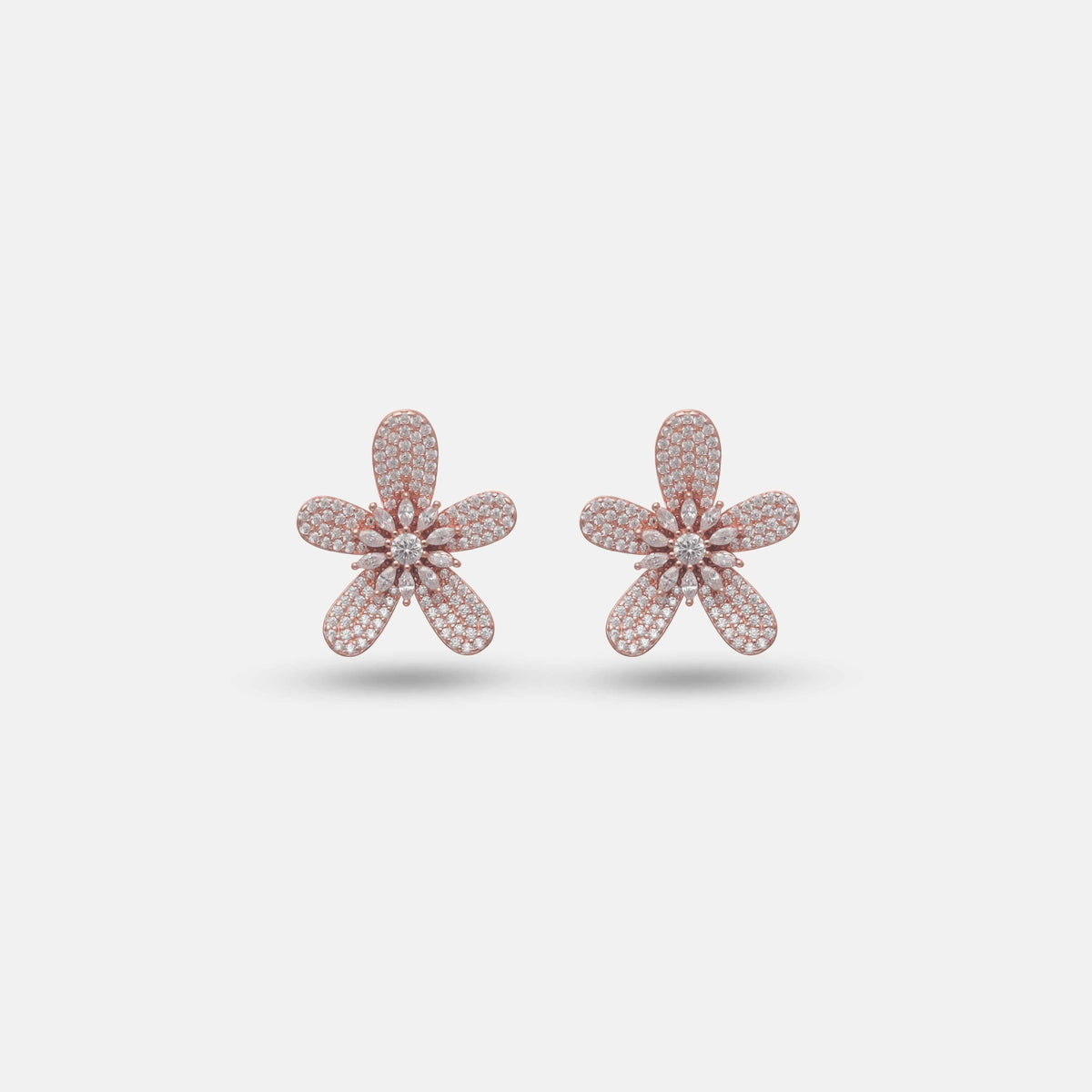 925 Rose Gold Petal Studs - 925 sterling silver earrings by Tassya Silver