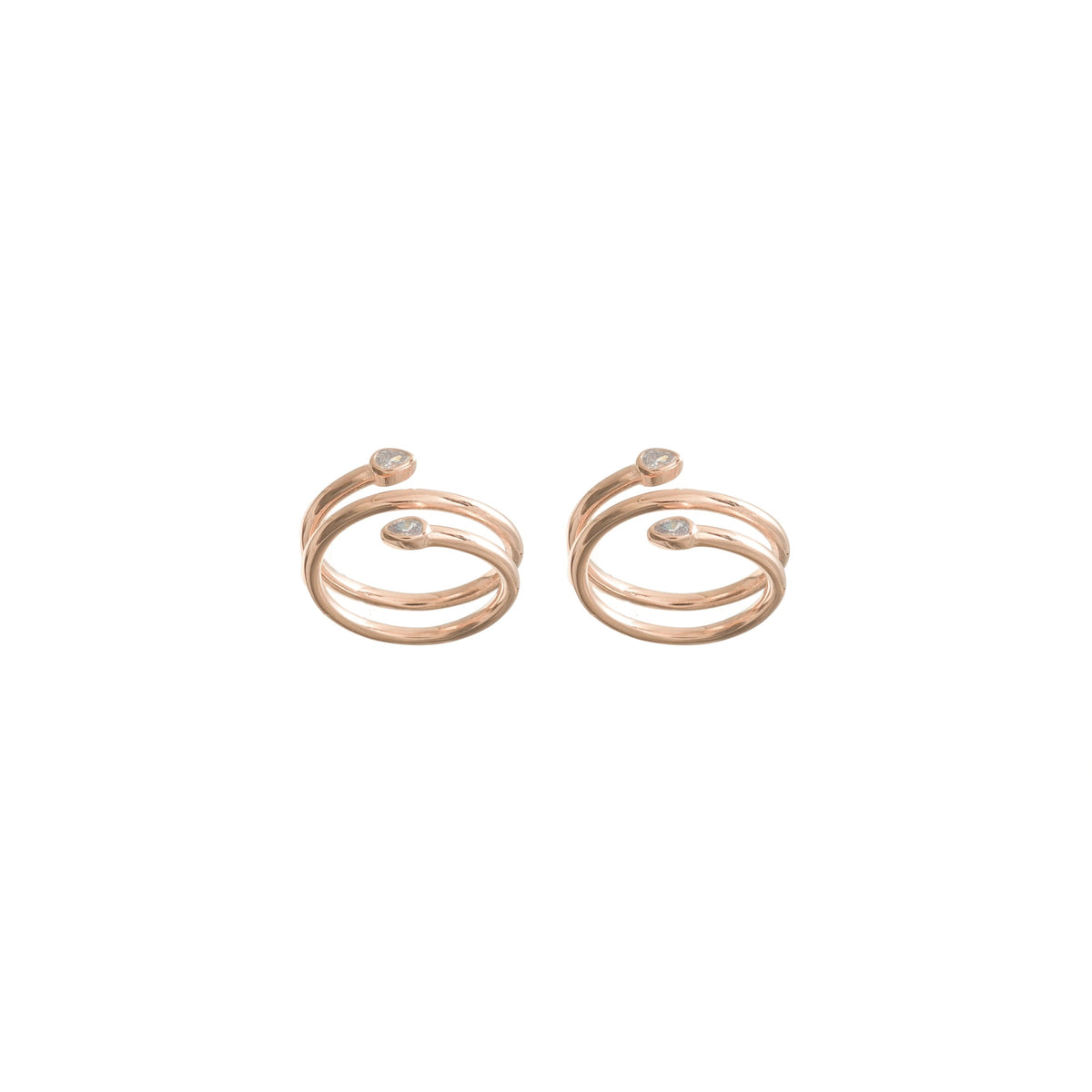 925 Silver Rosegold Twirl Shine Toe Rings (Pack of 2) - 925 sterling silver ring by Tassya Silver