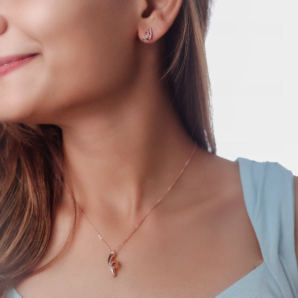 925 Silver Rosegold Wavy Sparkle Chain Pendant Top