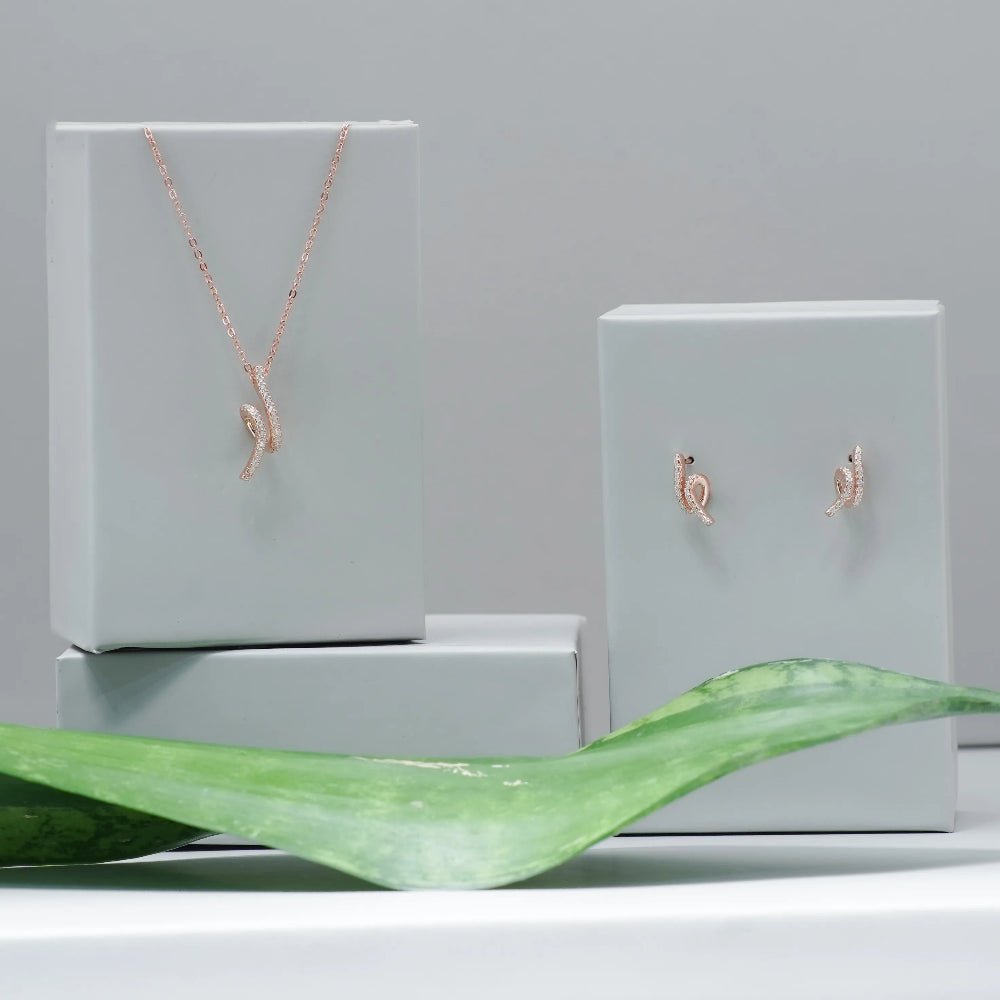 925 Silver Rosegold Wavy Sparkle Chain Pendant Top - 925 sterling silver pendant by Tassya Silver