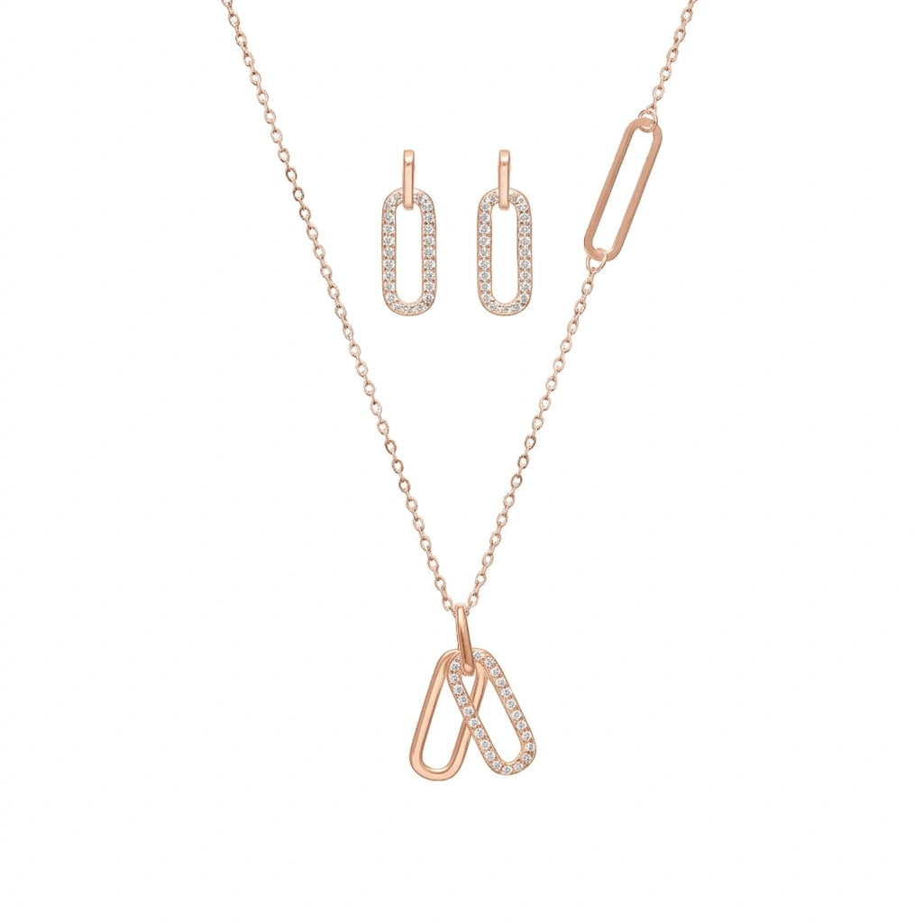 925 Silver Rose Link Elegance Set - 925 sterling silver jewellery set by Tassya Silver