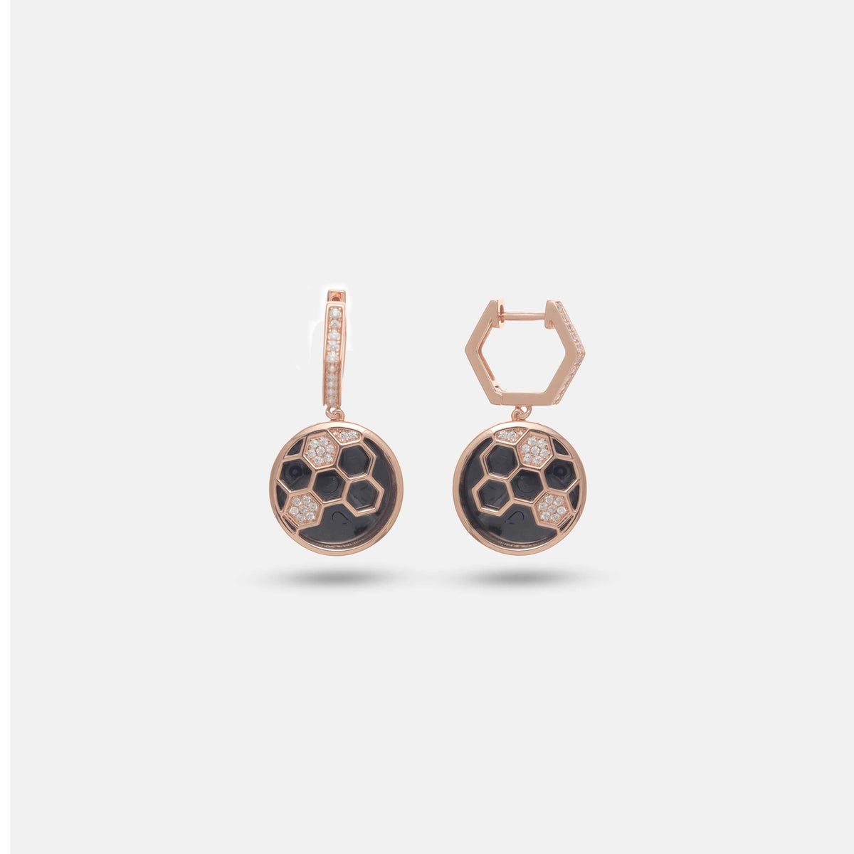 925 Silver Rosy Honeycomb Grid Hoop Earrings - 925 sterling silver earrings by Tassya Silver
