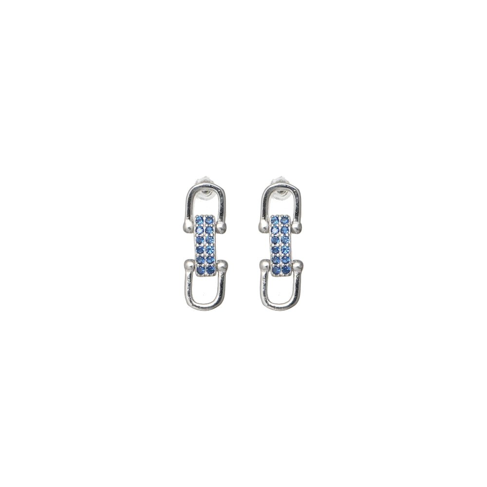 925 Silver Sapphire Link Baby Studs - 925 sterling silver earrings by Tassya Silver