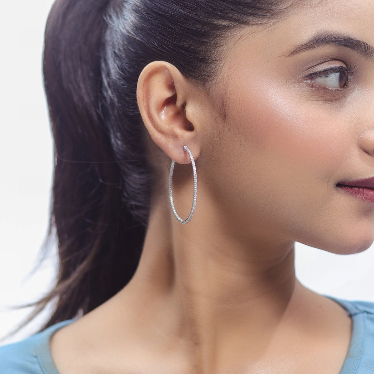 925 Silver Seraphine Slim Hoops - 925 sterling silver earrings by Tassya Silver