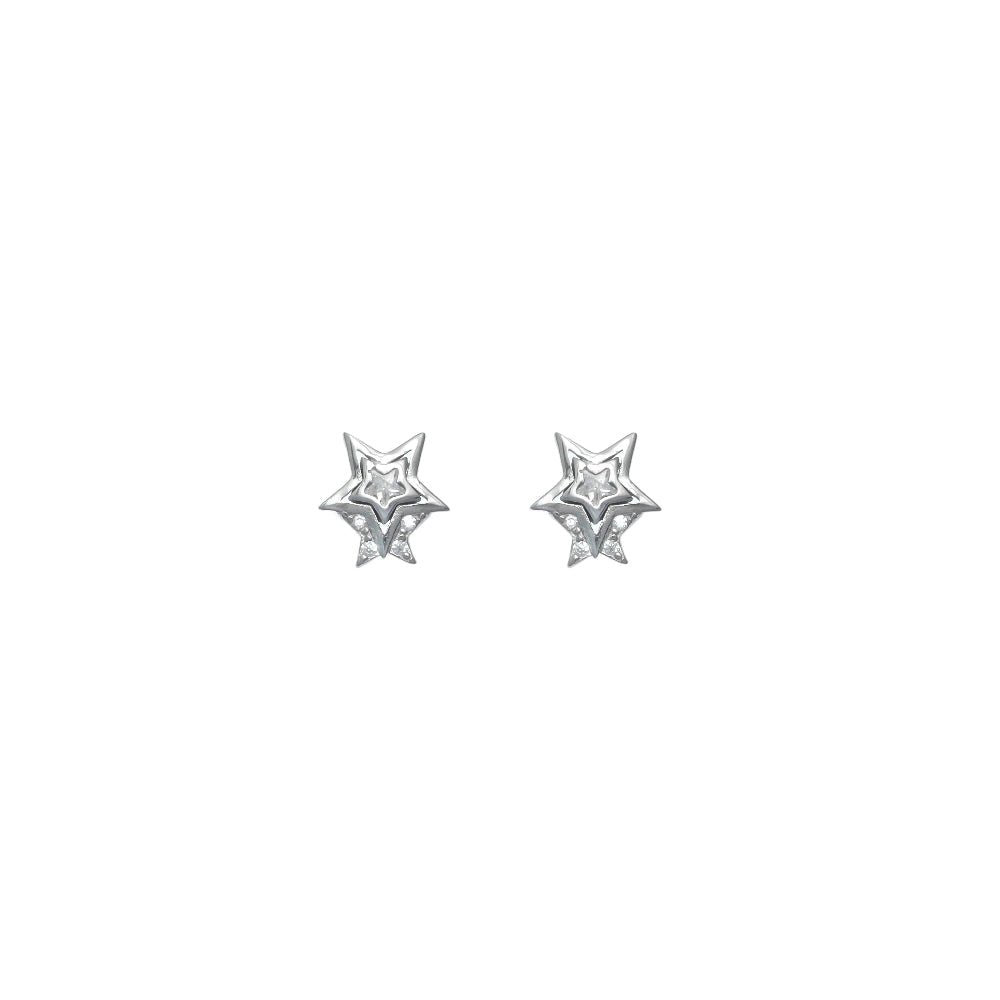 925 Silver 3D Star Studs - 925 sterling silver earrings by Tassya Silver