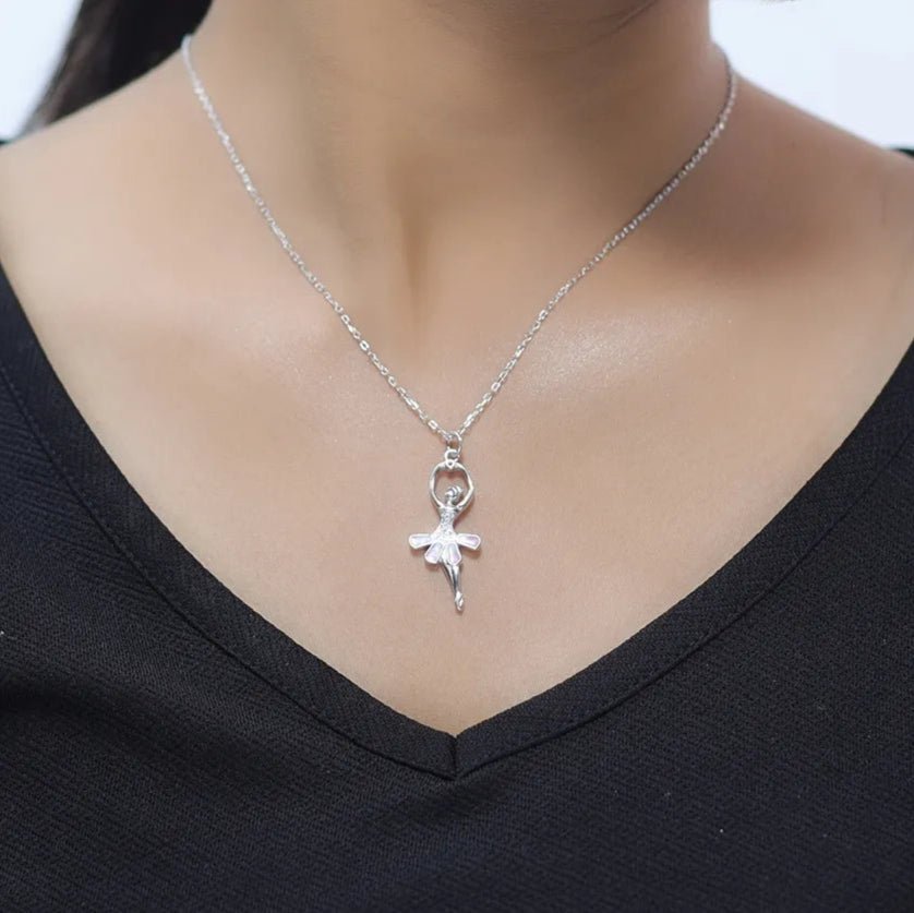 925 Silver Ballerina-Twirl Chain Pendant - 925 sterling silver pendant by Tassya Silver