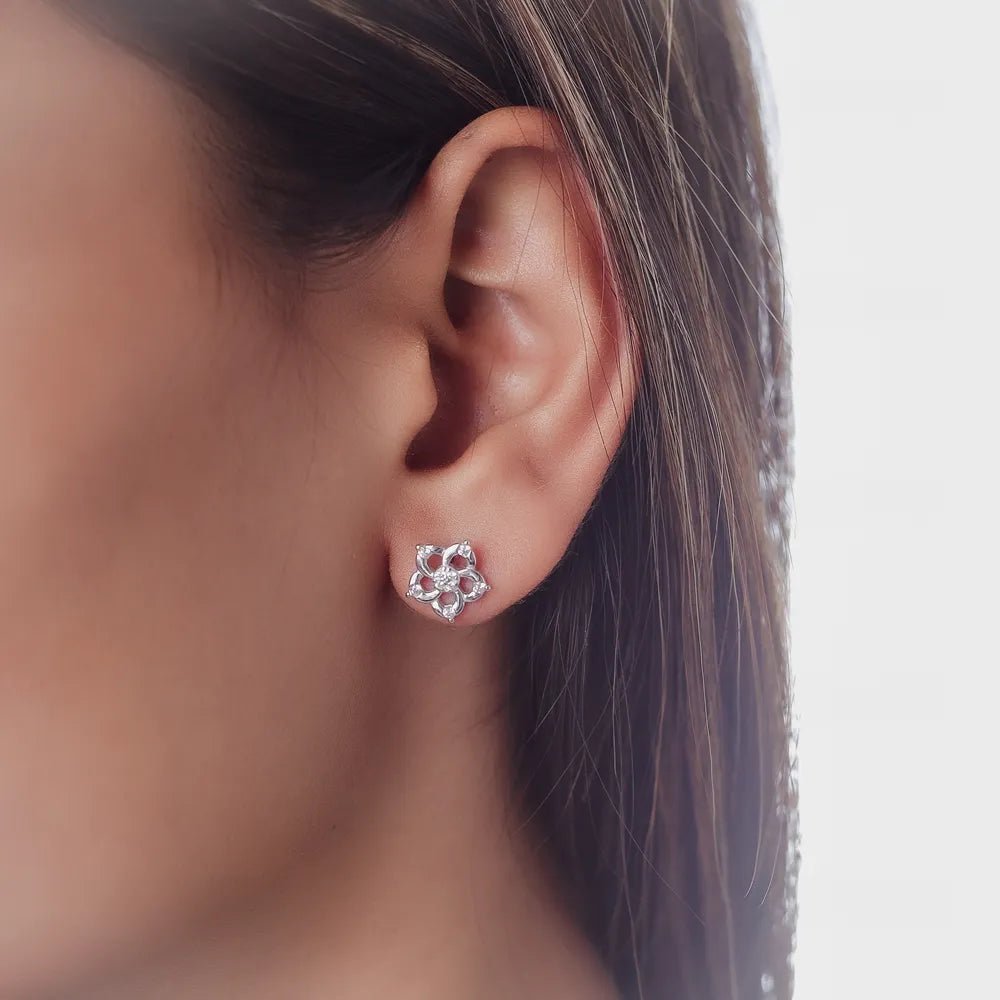 925 Silver Blossom Earrings - 925 sterling silver earrings by Tassya Silver