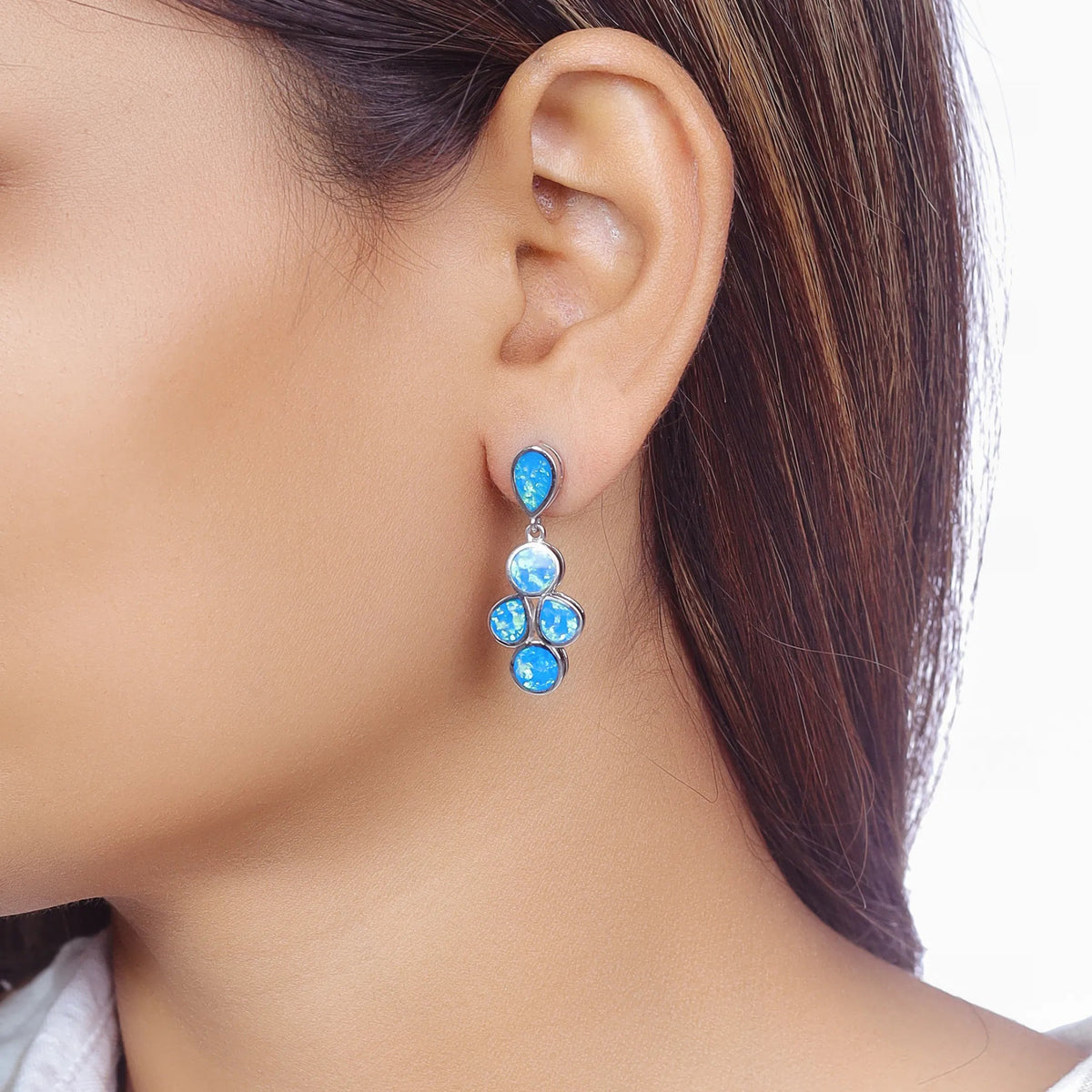 925 Silver Blossom Opal Earrings - 925 sterling silver earrings by Tassya Silver