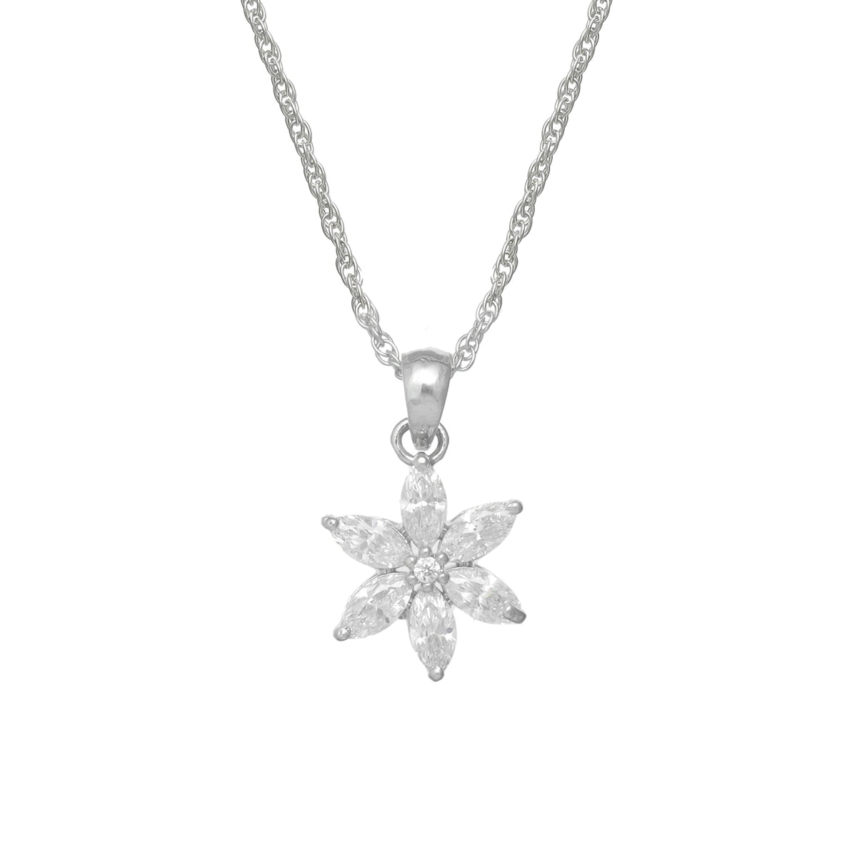 925 Silver Blossom Sparkle Pendant - 925 sterling silver pendant by Tassya Silver