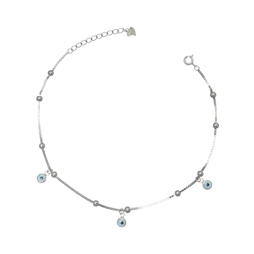 925 Silver Blue-Eyed Beauty Anklet - 925 sterling silver anklet by Tassya Silver