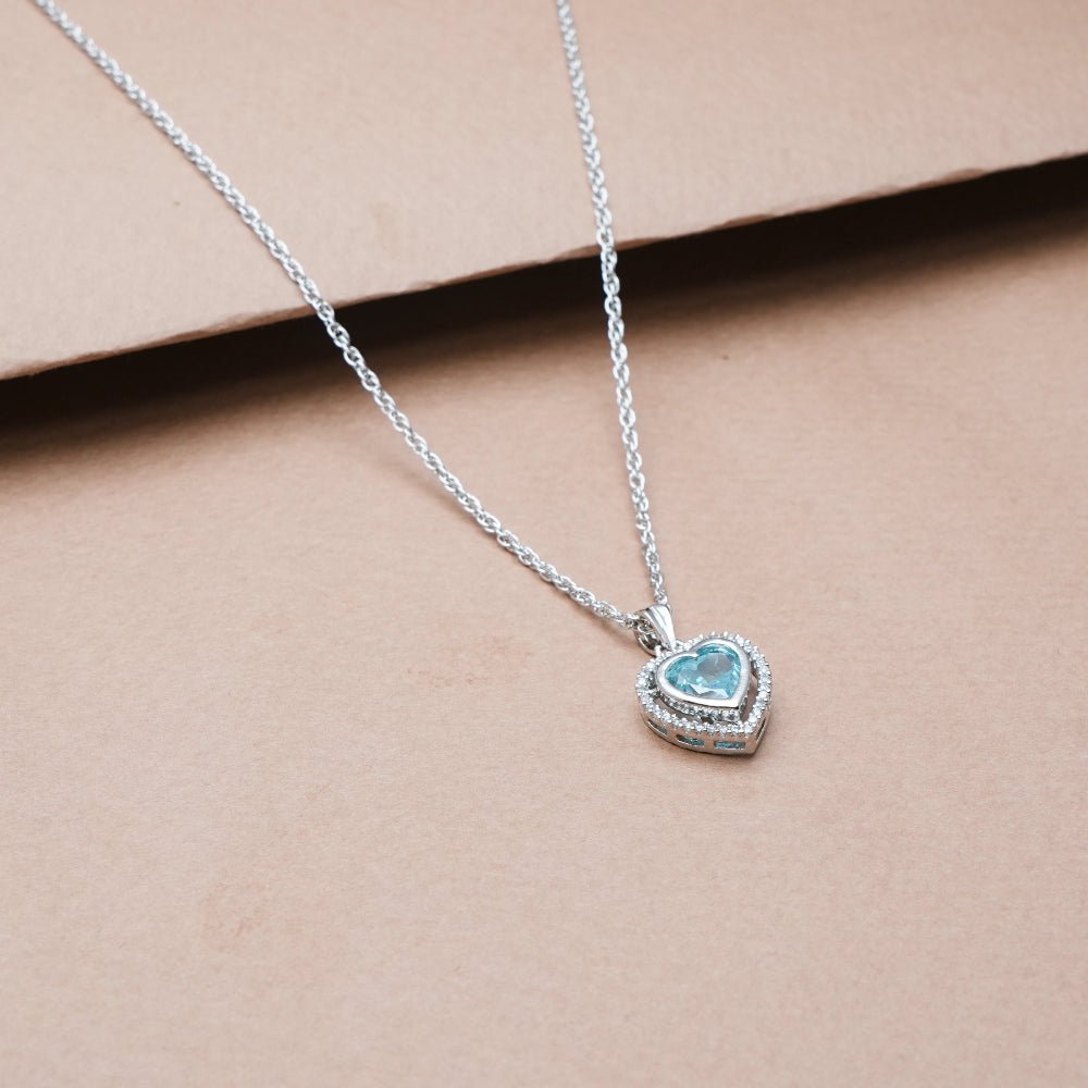 925 Silver Blue Heart Light Pendant - 925 sterling silver pendant by Tassya Silver