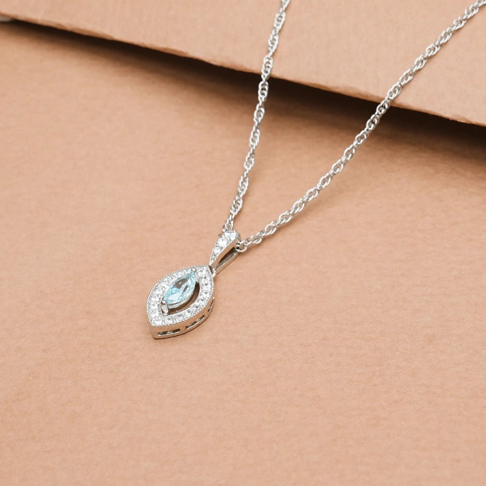 925 Silver Blue Ice Drop Pendant - 925 sterling silver pendant by Tassya Silver