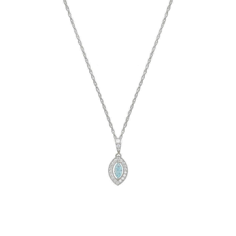 925 Silver Blue Ice Drop Pendant - 925 sterling silver pendant by Tassya Silver