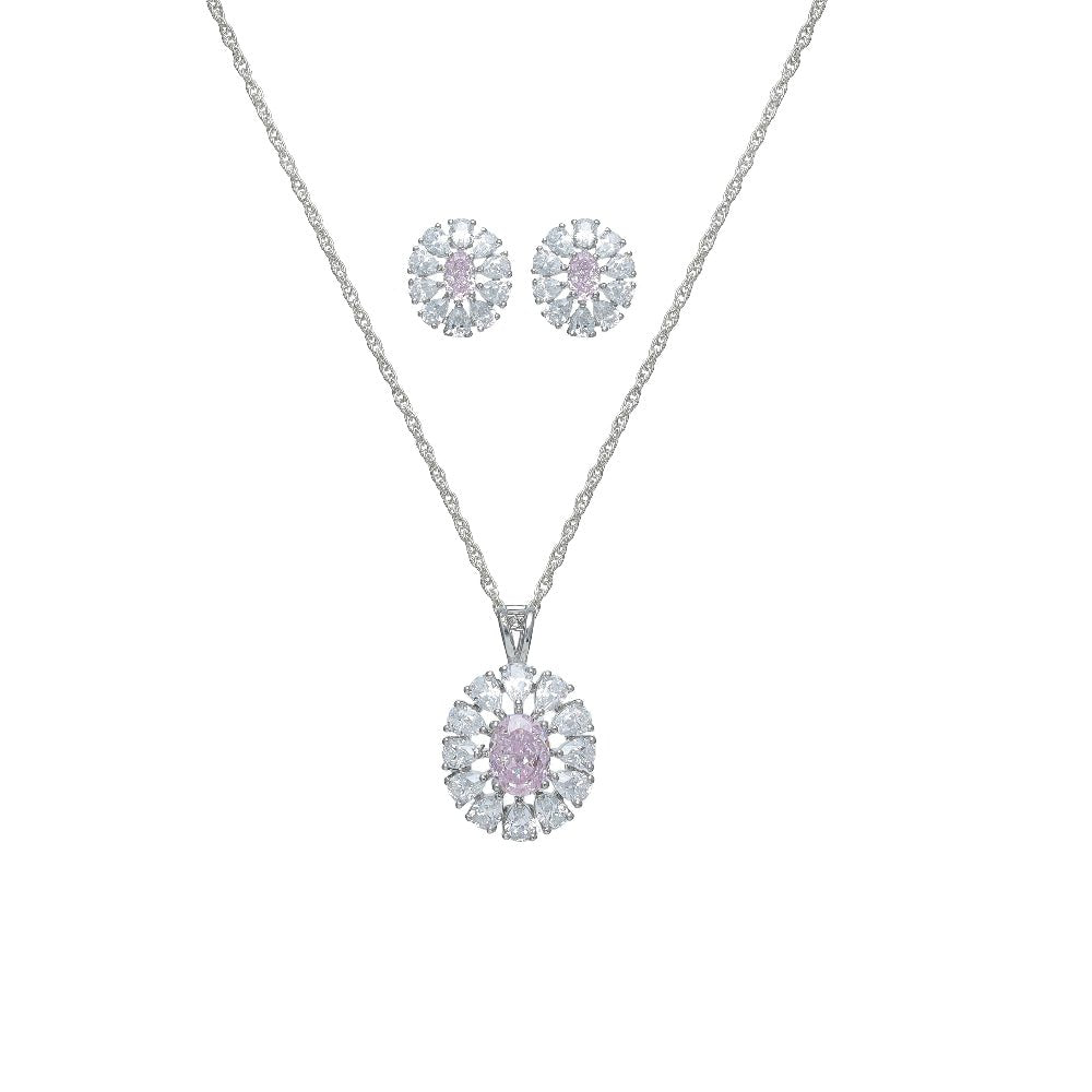 925 Silver Blush Bloom Pendant & Studs Set - 925 sterling silver earrings by Tassya Silver